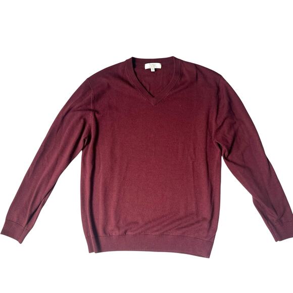 Turnbury Merino Wool Sweater L • V-Neck • Burgundy - Picture 7 of 7